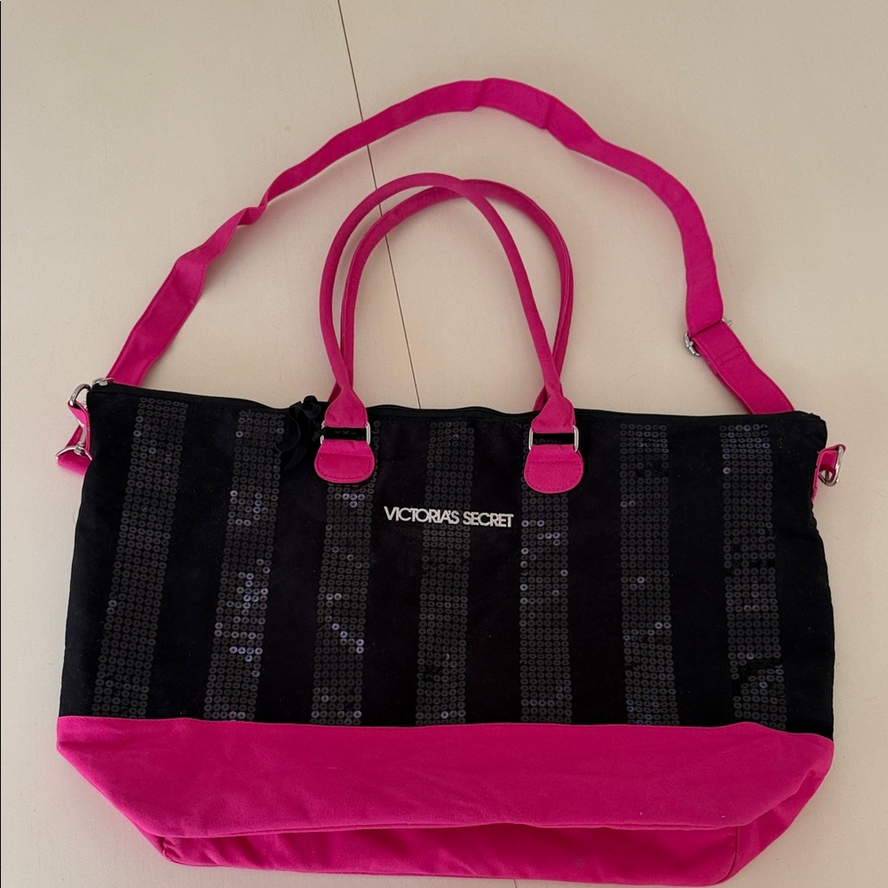 Victoria's Secret Black and Pink Sequin Tote - Picture 7 of 11